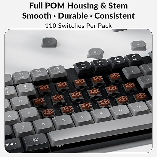 Keychron Milk POM Low-Profile Brown Switches 110pcs – Pre-Lubed Tactile Mechanical Keyboard Switch Set, Smooth & Durable Full POM Housing & Stem, 47gf Actuation Force, Hot-Swap, Dustproof Wall