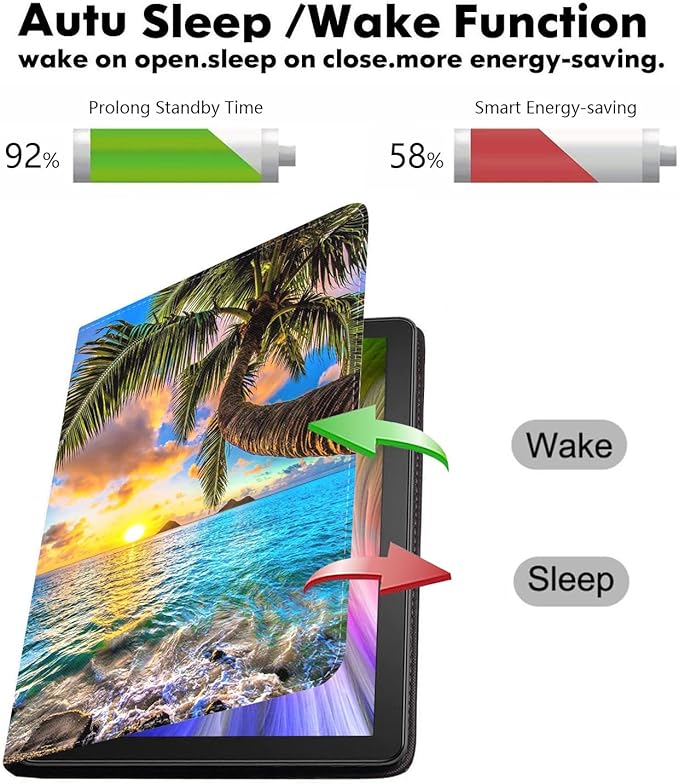 WEUIUJKILO Case for iPad (A16) 11th Generation 11 Inch 2025, iPad 10th Generation 10.9 Inch 2022, Slim PU Leather Folding Stand Smart Cover with Auto Sleep/Wake, Shore Palms Tropical Beach