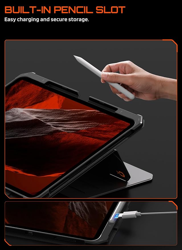 SUPCASE for iPad Pro 13 Inch Case M5/M4 2025/2024 with Pencil Holder (UB Aero), [Adjustable Stand] [Detachable Back Cover] [Auto Wake/Sleep] Magnetic Protective Case with 6 Viewing Angles, Black