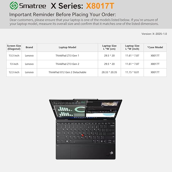Smatree Hard EVA Protective Sleeve Case Compatible for 12 inch Lenovo ThinkPad X12 Gen 2 Detachable, for 13.3 inch Lenovo ThinkPad Z13 Gen 2/1 Notebook Bag (X8017T)