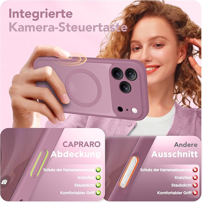 CAPRARO Magnetic for iPhone 17 Pro Case, Upgraded [Full Camera Protection] [Compatible with MagSafe] Protective Translucent Matte Women Girl Phone Case Cover, Black Currant