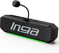 INGA Computer Speakers with Detachable Mic, Plug-and-Play USB Soundbar with Dynamic Lighting, Game/Music Modes, Compatible with PC, Laptop, PS5, Mac
