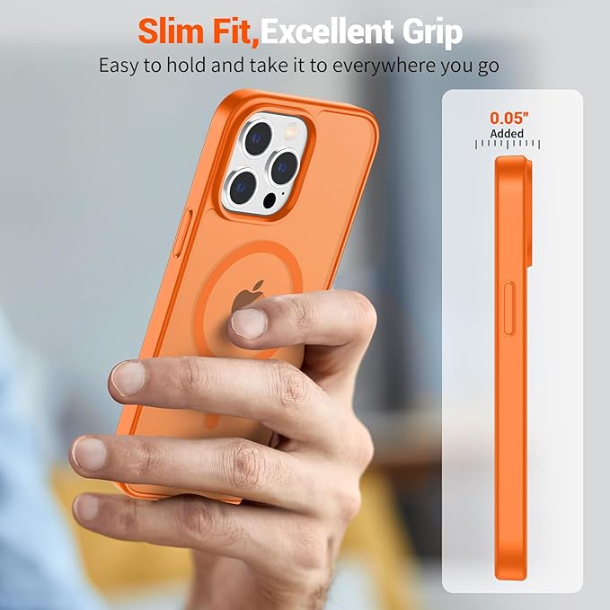 SUPFINE Magnetic for iPhone 13 Pro Max Case (Compatible with MagSafe) (Military Grade Drop Protection) Translucent Matte Shockproof Phone Cover,Starry Orange