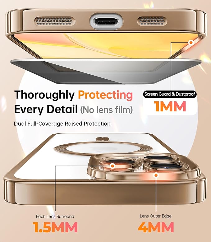 Meifigno Designed for iPhone 16 Pro Case 6.3", [Glitter Card&Wrist Strap] [Compatible with MagSafe] [1X HD+1X Privacy Screen Protectors] Full Lens Protection Designed for 16 Pro Case, Desert Titanium