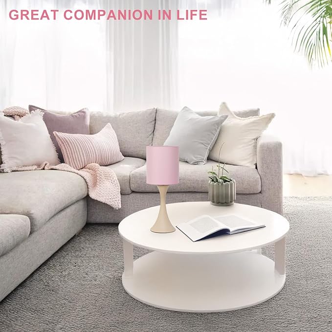 Seaside village Pink Touch Lamp, 3 Way Touch Control Desk Lamp, Bedside Dimmable Lamp Decorative Nightstand Lamp, Small Night Light for Girls, Living Room, Dorm, Home Office, 9W LED Bulb Included
