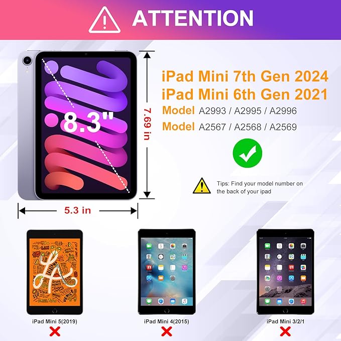 DTTO Case for iPad mini 7 (A17 Pro) 2024 / iPad mini 6 2021 8.3 inch with Pencil Holder, Multi-Angle Magnetic Standing Cover for iPad mini 7th/6th Generation [Auto Wake/Sleep], Dark Blue