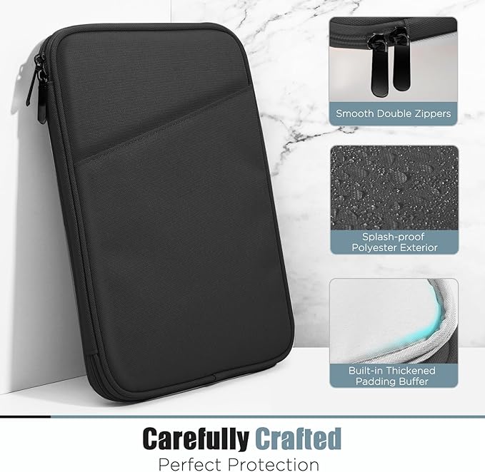 TiMOVO 13 Inch Tablet Sleeve with Pocket for iPad Air 13" M3 2025, iPad Pro 13"/12.9", Galaxy Tab S9/S10 Plus/S9 FE+ 12.4", Remarkable Paper Pro 11.8", Black