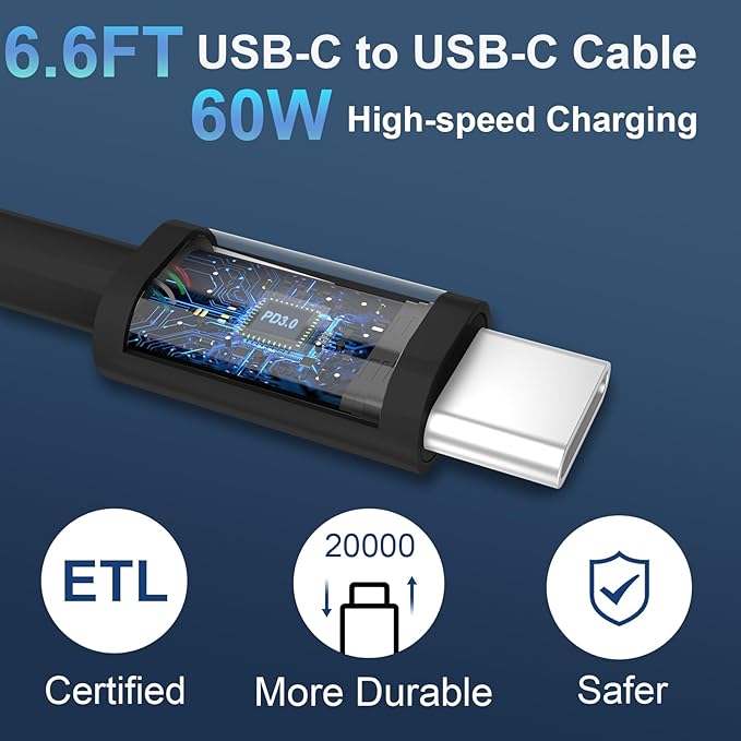 Phone 15/16/17 Pro Max Charger Fast Charging, 20W Dual Port USB C Charger Block with 6.6FT Long USB C to C Charging Cable Cord for Phone 17 16 15 Pro Max/17 16 15Pro/15/1615Plus,Air