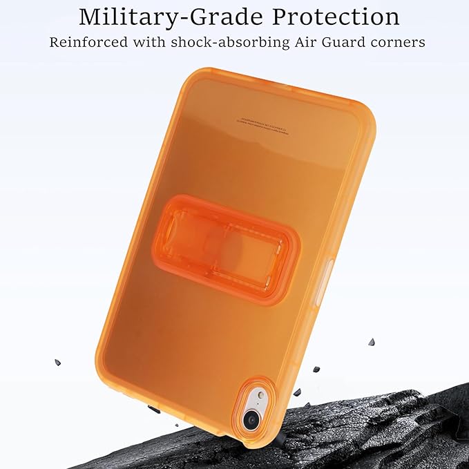 Slim Case for iPad mini 7 (A17 Pro) 2024/ Mini 6 8.3'', Built-in Kickstand Non-Slip Military Grade Drop Protection Rugged for iPad mini 7th 6th Generation, Orange
