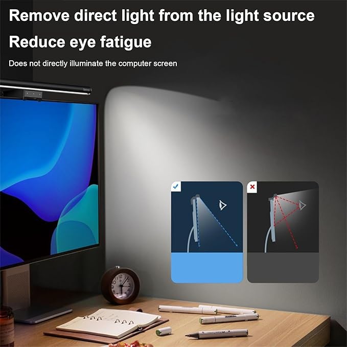 Monitor Light Bar Adjustable Lamp | 3-Color Adjustable Anti-Glare Screen Light for Computer Monitors—Ideal for Office, Home, Dorm, College, Workbench, Cubicle, and Desk Setups
