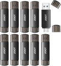 32GB USB C Flash Drive Dual USB 3.0 Flash Drive Type C + USB A Portable Type-C Flash Drive 2-in-1 USB-C Thumb Drive for Smartphone Tablet Computer Mac iPhone 16 Black (10 Pack)