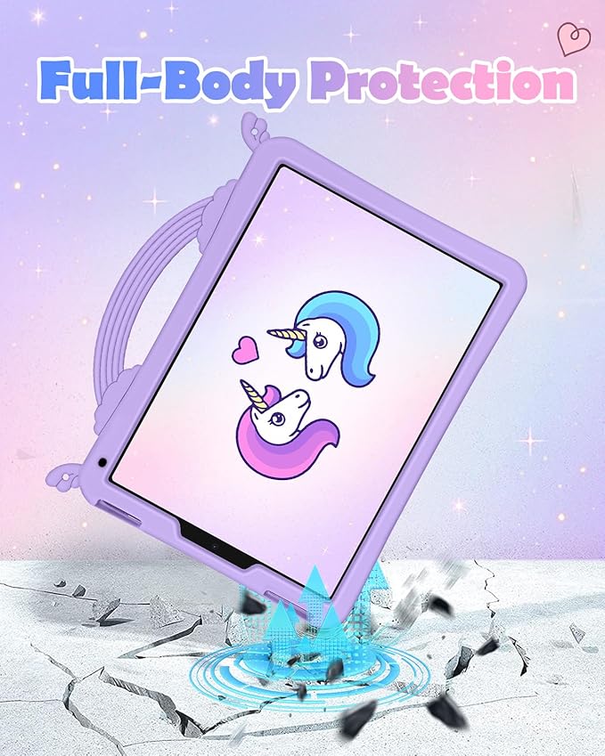 Uppuppy for iPad mini 7 A17 Pro Case 2024/ Mini 6 Case 8.3 Inch 2021 - Cute Girls Kawaii Cover Girly Teen with Rotating Stand & Strap Purple Soft Silicone Cases for iPad mini 7th/6th Generation Cases