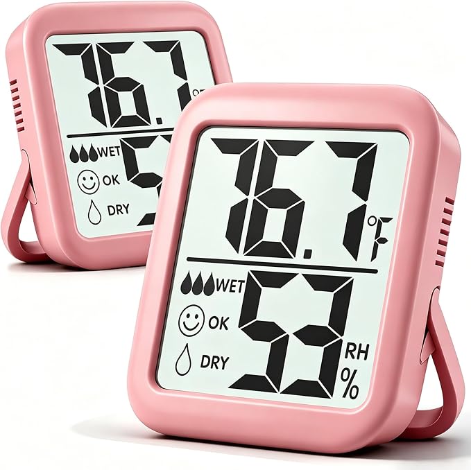 Antonki 2 Pack Room Thermometer for Home, Hygrometer Indoor Humidity Meter Gauge, Digital Temperature and Humidity Monitor Sensor for House, Terrarium, Incubator, Greenhouse - Battery Included