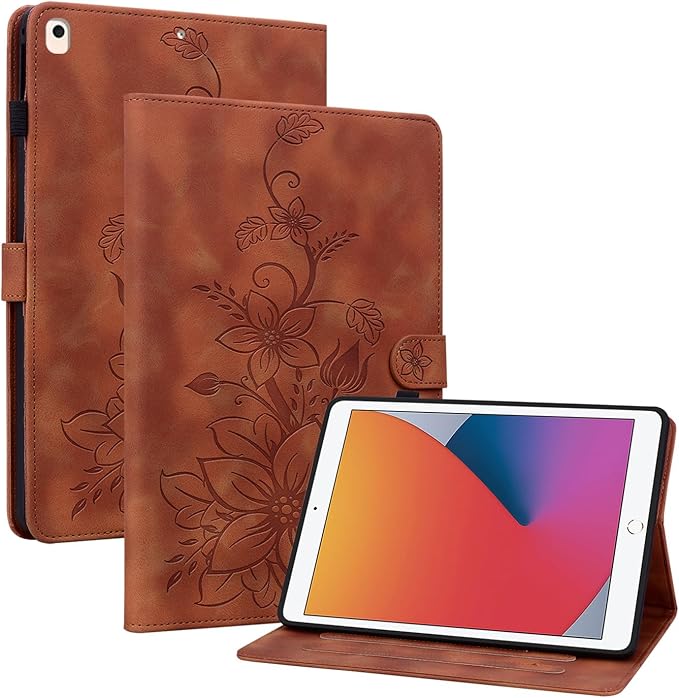 Case for iPad 6th / 5th Generation (2018 2017 Model, 9.7 Inch), iPad Air 2 (9.7 Inch), Auto Wake/Sleep Supports Pencil Holder Magnetic Clasp Stand Cover, Brown