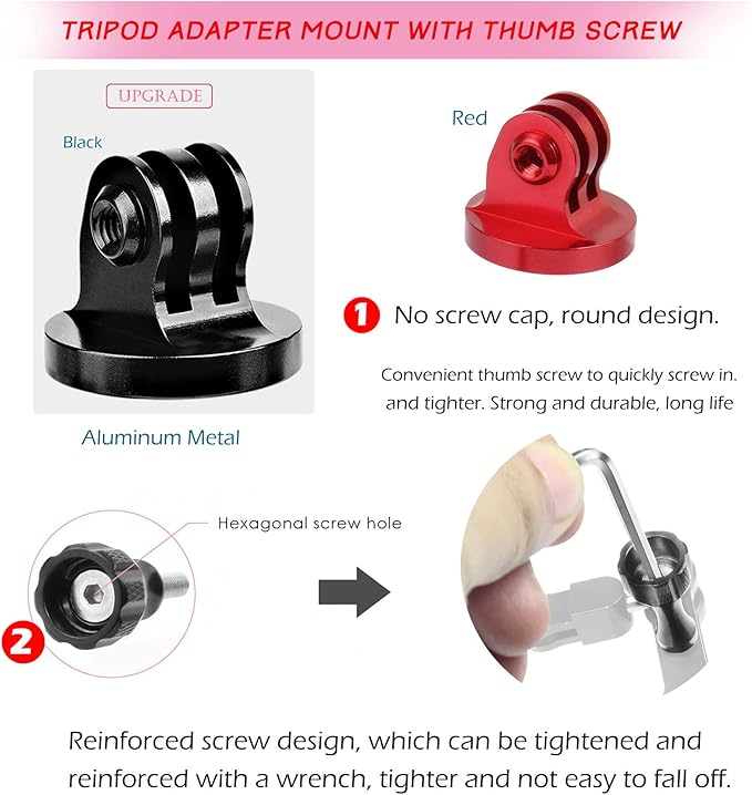 Niewalda Alumium Tripod Mount Adapter, Gopro Threaded Adapter,Action Camera Tripod Adapter Compatible with GoPro Max, GoPro Hero, DJI Osmo Action Camera （Two Groups）