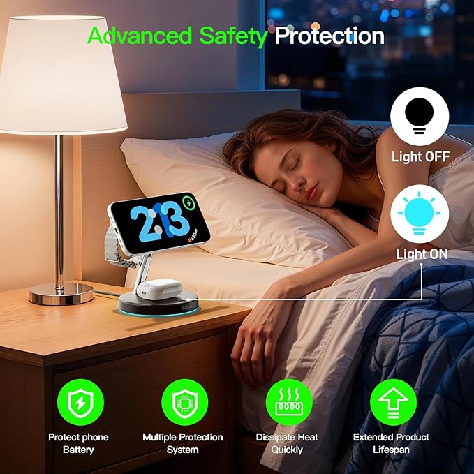 New 3 in 1 Charging Station for Apple Compatible with Magsafe Charger Stand for iPhone 17 16 15 14 13 12 Wireless Charging Station for AirPods Wireless Charger for iWatch Series