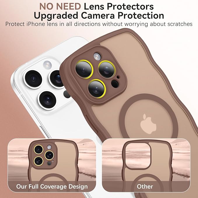 BENTOBEN Magnetic for iPhone 16 Pro Case, Cute Wavy [Full Camera Protection][Compatible with MagSafe] Matte Anti-Slip Bumper Women Girls Boys Protective Cover for 16 Pro 6.3" 2024, Desert Titanium