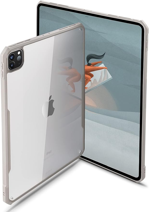TineeOwl iPad Pro 11 inch Case 2022, 2021, 2020, 2018 (4th, 3rd, 2nd, 1st Generation) Ultra Thin, Clear Back, Flexible TPU Absorbs Shock, Supports Apple Pencil Wireless Charging (Stone/Clear Back)