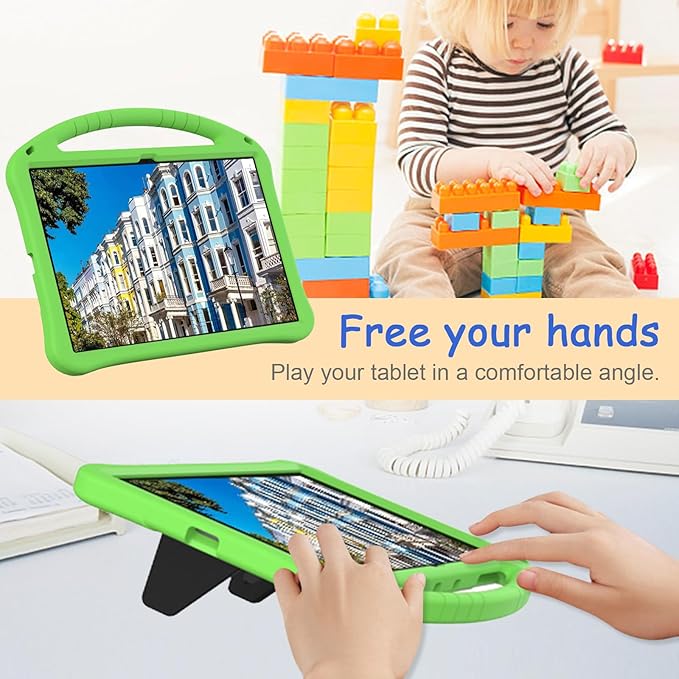Kids Case for Samsung Galaxy Tab S10 Ultra/S9 S8 Ultra 14.6-inch Tablet, Techcircle Light Weight Shock Proof EVA Foam Handle Rugged Stand Protective Cover, Green