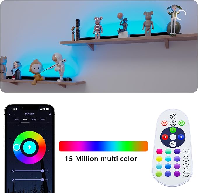 LED Smart TV Light Bar 36 Inch Light Bar RGBCW WiFi TV Light Bar with Multiple Placement Options for 55-70 inch TVs, Uplighting or backlights for Home, Bedroom, Shelf. Voice and App Control. (72 Inch)