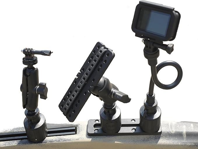 360 Degree Kayak Action Camera Mount Universal Adjustable,Kayak Rail Track Camera Holder, Compatible with GoPro Hero 12 11 10 9 8 7 Ball Head Camera Mount