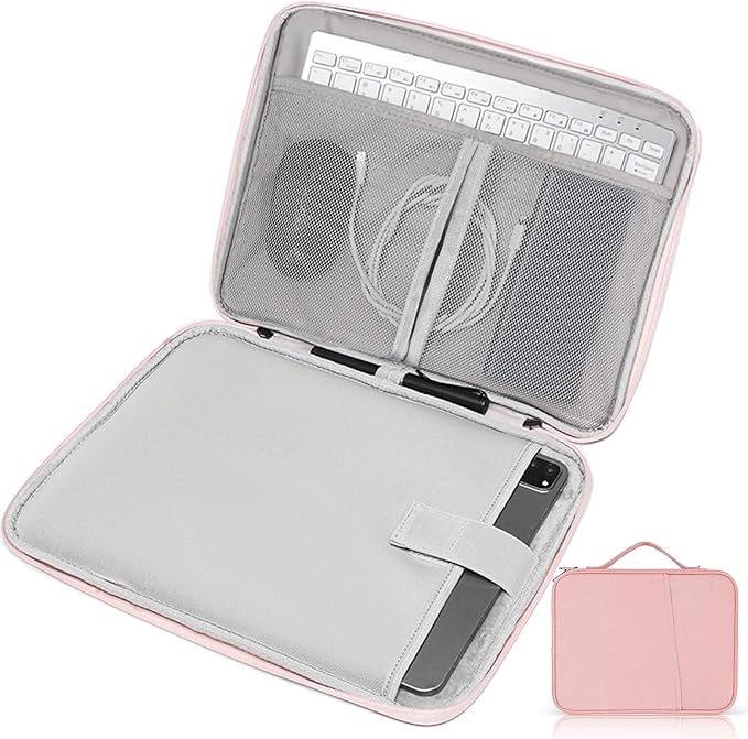 9-11 Inch Tablet Sleeve Case, iPad Bag for Women Fits iPad Pro 11 (2022-2018), iPad 10.9 (10th Gen), iPad Air (5/4th Gen), Galaxy Tab A8/A7/S8/S7, Protective Bag Carrying Case with Pocket (Pink)