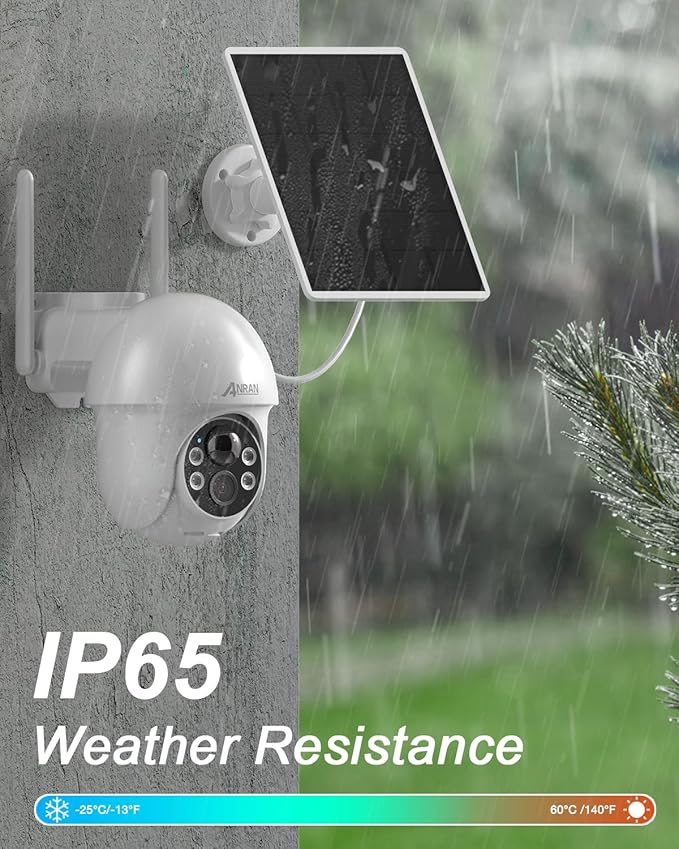 ANRAN 2K Security Camera Wireless Outdoor, Solar Outdoor Camera with 360° View, Smart Siren, Spotlights, Color Night Vision, PIR Human Detection, Pan Tilt Control, 2-Way Talk, Q01W 2 Packs