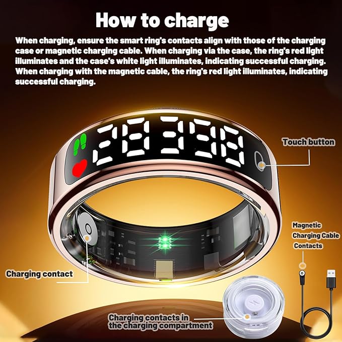 Smart Health Ring for Women Men, Smart Ring Fitness Tracker for iOS Android, Heart Rate, Blood Oxygen, Blood Pressure, Sleep Monitoring,5ATM Waterproof, No Subscription Fee (Silver, 11#)