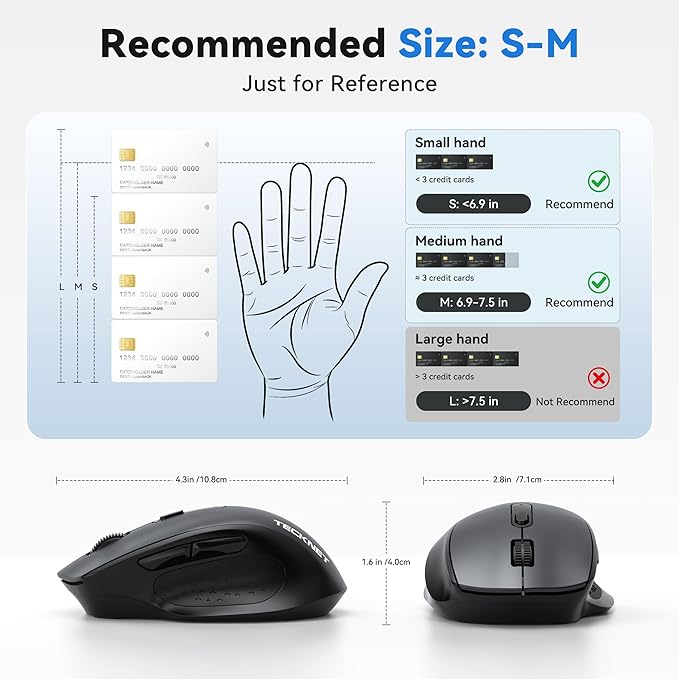 TECKNET Wireless Mouse for Laptop, Silent Mouse Quiet Click, Computer Mice Wireless, 6 Adjustable 4000 DPI Computer Mice