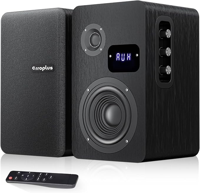 Active Bookshelf Speakers, 80W Powered Vinyl Record Player Speakers with 4 Inch Woofer, Turntable Speakers with Optical/ARC/RCA/AUX/BT Input, Home Stereo Speakers Wired for TV Desktop PC
