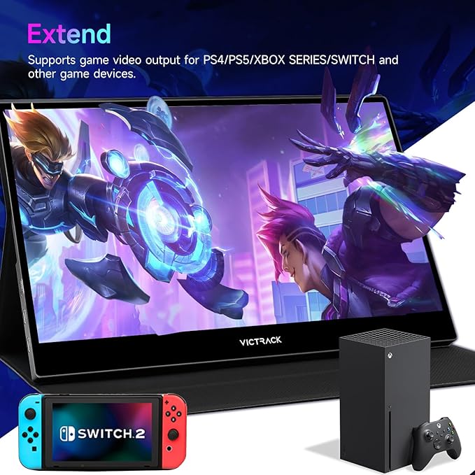 Victrack 4K Touchscreen Pro Gaming Portable Monitor, 13.3" Ultra UHD (3840*2160), for handheld gaming pc, style as ASUS Rog Ally, Lenovo Legion go, 100% RGB IPS Display HDR Travel Monitor Smart Cover