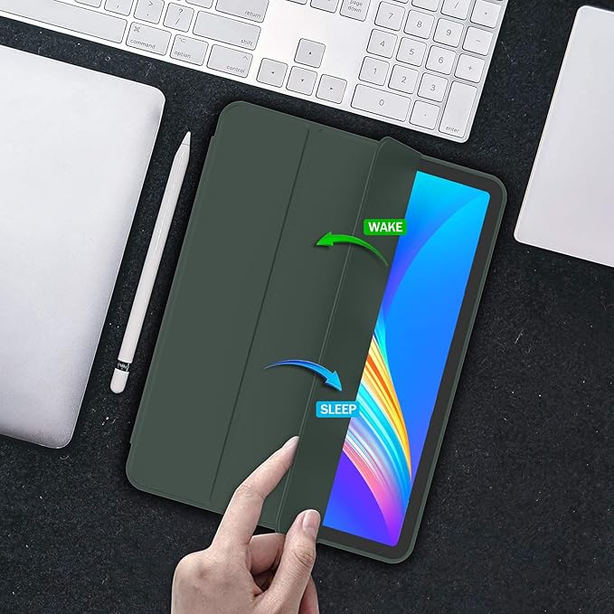 iMieet iPad Pro 13 Inch Case (M5/M4) 2025/2024 with Pencil Holder, Trifold Stand Smart Case with Soft TPU Back, Auto Wake/Sleep (Dark Green)