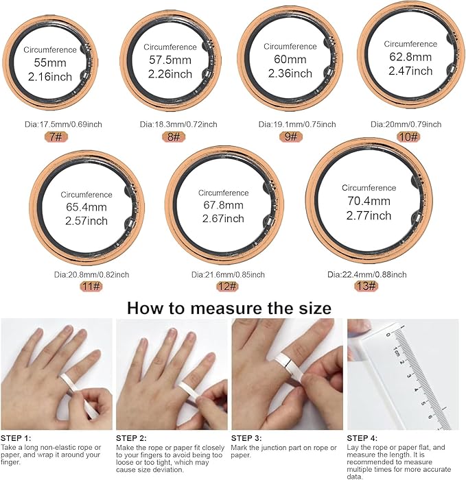 Smart Ring for Women Men,Fitness Ring with 24/7 Activity Tracking,Stress,Sleep Monitoring,No APP Subscription Fees,Compatible with iOS & Android, HarmonyOS Rose Gold, 10#