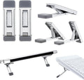 Mini Portable Laptop Stand for Desk, Portable Keyboard Riser Three Tilt Angle Adjustable Foldable Invisible Laptop Riser Self-Adhesive Computer Stand Feet for Most Keyboards (Silver, 2)