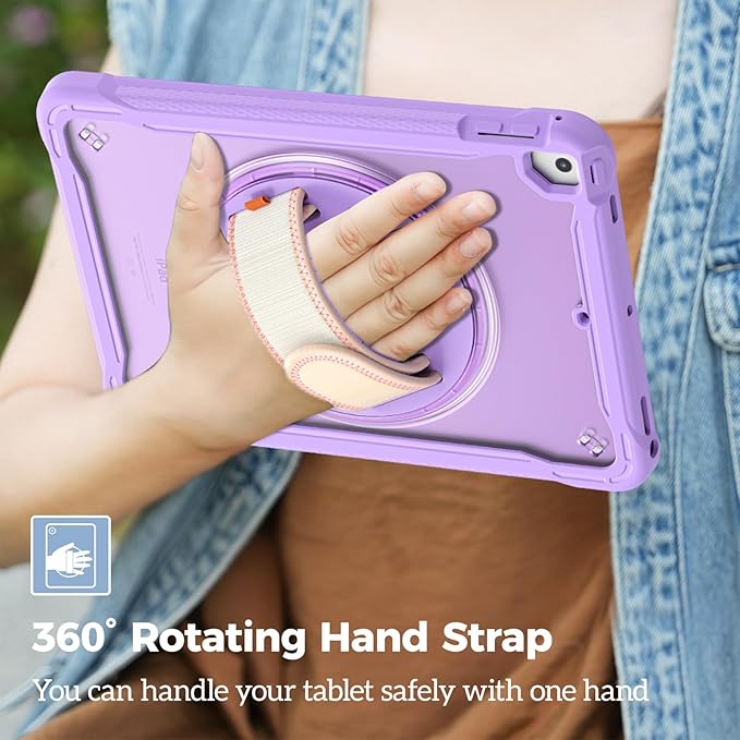ProCase Rugged Case for iPad 9.7 Inch 5th 6th Gen/iPad Air 2 / iPad Pro 9.7 Case, Heavy Duty Shockproof Rugged Cover with Hand Strap 360 Degree Rotatable Kickstand Protective for iPad 9.7" -Purple