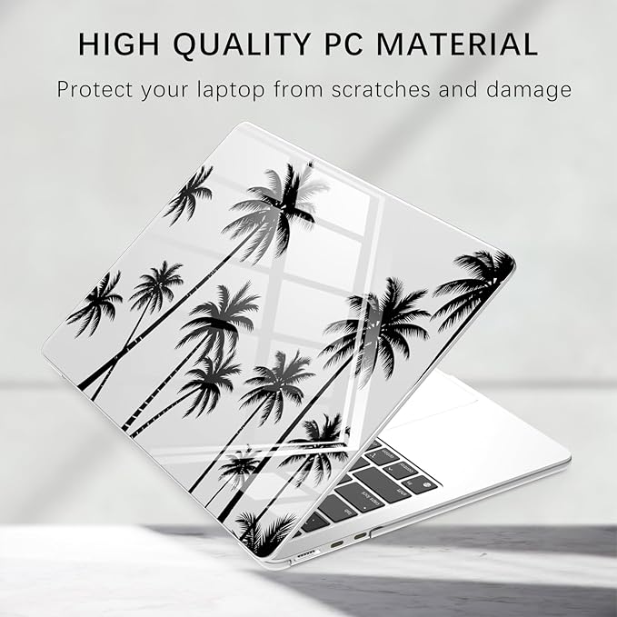 Compatible with MacBook Pro 14 inch Case M5 M4 M3 M2 M1 Pro/Max 2026-2021 A3427 A3426 A3434 A3112 A3185 A3401 A2918 A2992 A2779 A2442, Black Palm Tree Hard Shell Clear Cover