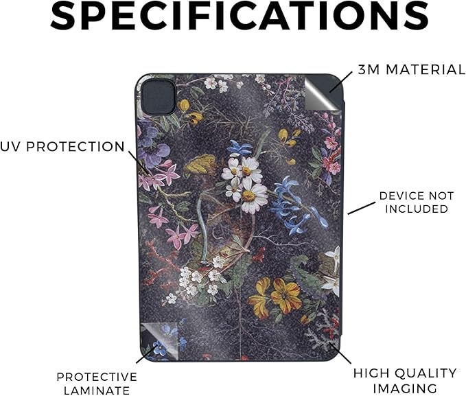 Glossy Glitter Skin Compatible with Apple Smart Folio for iPad Pro 11-inch (M4/M5) 2025 - Midnight Blossom - Premium 3M Vinyl Protective Decal Cover | Crafted in The USA by MightySkins