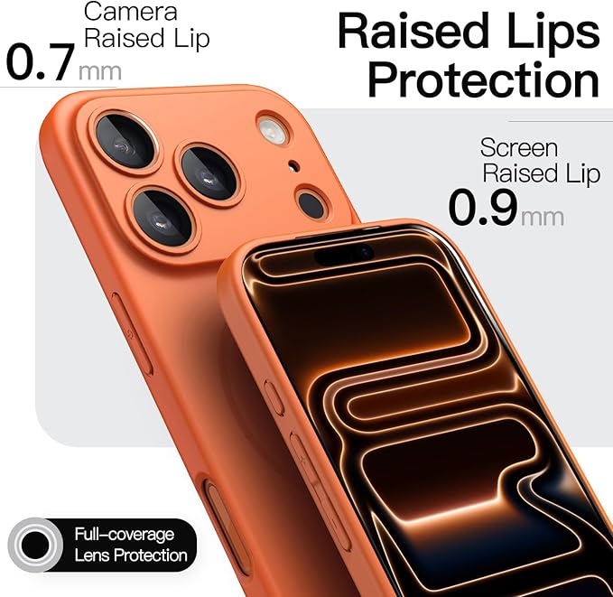 JETech Magnetic Slim Case for iPhone 17 Pro 6.3-Inch, Compatible with MagSafe, Ultra-Thin Lightweight Minimalist Phone Cover with Matte Finish and Full Camera Lens Protection (Orange)