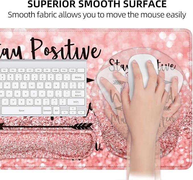 LATEEFAH Mouse Pad with Wrist Rest, Large Mouse Pad, Ergonomic Gaming Desk Pad Keyboard Wrist Rest Set, 4-in-1 Desk Mat Keyboard Mat for Home, Office