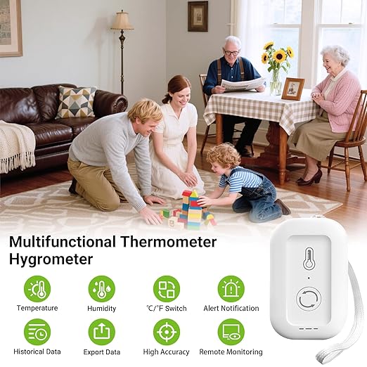 WiFi Thermometer Hygrometer, Smart Humidity Temperature Sensor with App Notification Alert, Data Storage, Remote Monitor for Room, Nursery, Greenhouse, 2pack（Only Support 2.4G Wi-Fi）