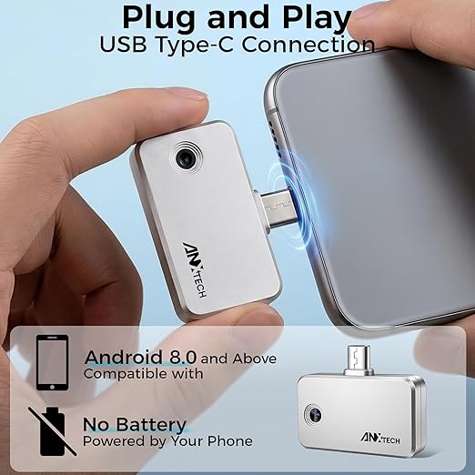 USB-C Thermal Imaging Camera for Android, Plug-and-Play Infrared Imager, TISR 240×240 & 25Hz Smooth Scan, -4°F to 1022°F, Pocket-Sized Tool for Water Leak Detection, HVAC, Electrical & DIY Inspection