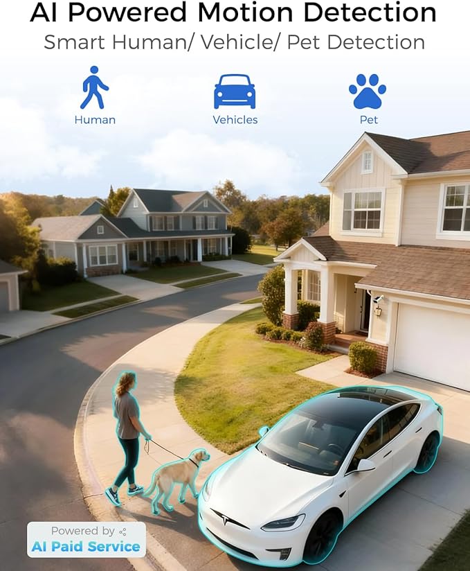 Solar Security Cameras Wireless Outdoor, 4MP Cameras for Home Security Camera System, 64GB Local Storage, No Subscription, Easy Setup, Color Night Vision, 2.4 & 5G WiFi, 4-Cam Kit