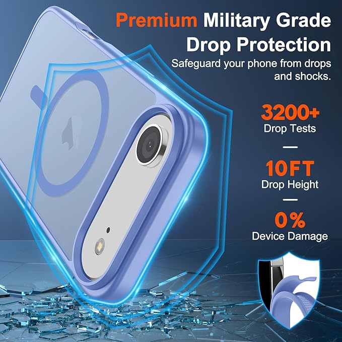 SUPFINE Magnetic for iPhone Air Case (Compatible with MagSafe)(Military Grade Drop Protection) Slim Translucent Matte Shockproof with Anti-Fingerprint Phone Cover for 17 Air,Blue Purple
