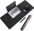 CENNBIE Leather Desk Mat Protector, 35.5" x 16" Extra Large Leather Office Desk Pad Mat for Full Desk, Computer Desk Mat on top of desks - Oversized Large Mouse Pad (Black)