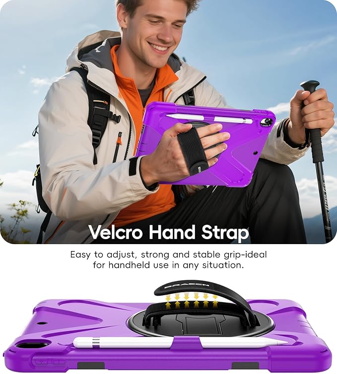 BRAECN Case for iPad Air 3rd Generation 2019 / iPad Pro 10.5 inch 2017, Rugged Heavy Duty Shockproof Cover with Pencil Holder, 360° Rotating Kickstand & Adjustable Hand Strap & Shoulder Strap for Kids