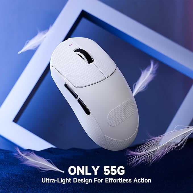 ATTACK SHARK X8 PRO 8K Wireless Gaming Mouse,PAW 3395PRO Sensor,40K DPI,Tri-Mode,55g Ultra-Light,Broadcom 52840 MCU Chip,Programmable Mice with Coiled Cable for PC/MAC/Win-White&Tape