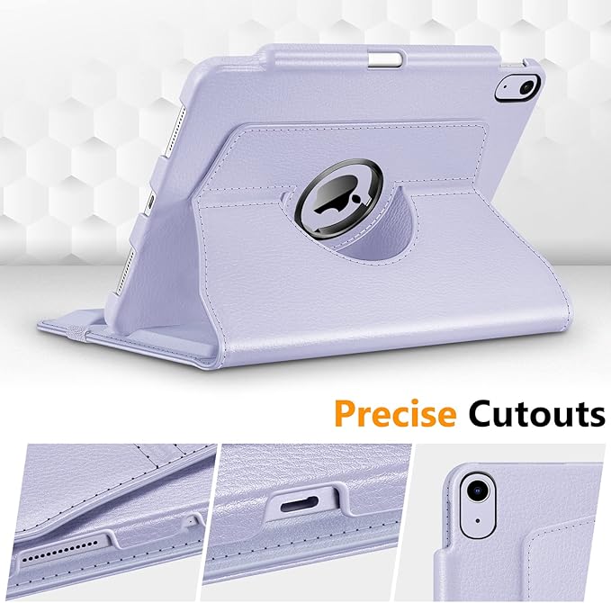 Fintie Rotating Case for iPad Air 11-inch M4/M3/M2 (2026/2025/2024), iPad Air 5th (2022) / 4th Generation 10.9 Inch - 360 Degree Rotating Protective Stand Cover with Pencil Holder, Lilac Purple