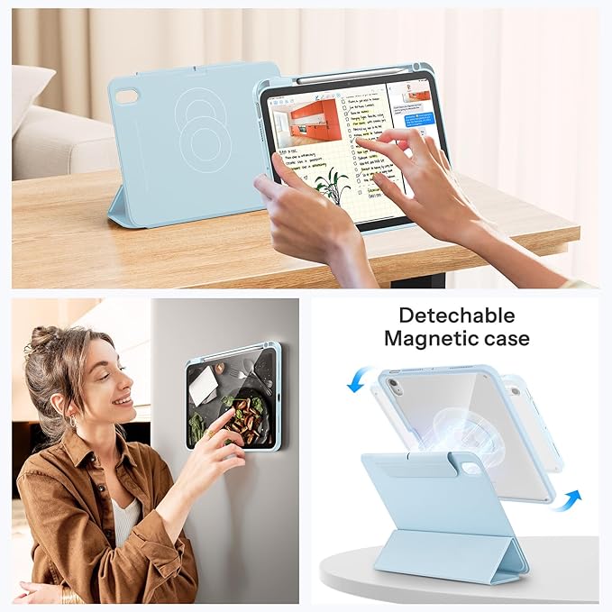 SPARIN Case for iPad Air 11 inch M3/ M2, iPad Air 7th/6th/5th/4th Gen (2025/2024/2022/2020) 10.9 inch,Case with Apple Pencil Holder, Detachable Magnetic Cover, Portrait and Landscape Stand, Blue