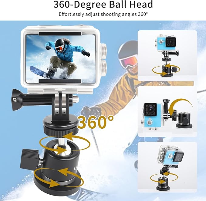 UTEBIT Magnet Camera Mount for Action Camera, 43mm Strong Magnetic Base Mount with 360° Rotation Ball Head & Phone Holder Mount, Compatible with Gopro Hero, DJI Osmo Action Osmo Nano, Insta360, Black