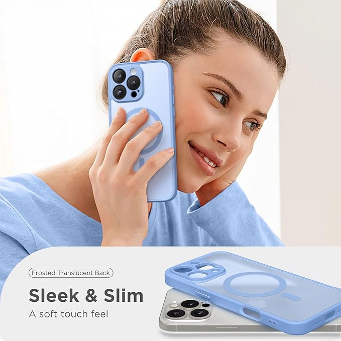 CAPRARO Magnetic Compatible with iPhone 16 Pro Max Case, Upgraded [Full Camera Protection] [Compatible with MagSafe] Protective Translucent Matte Women Phone Case Cover, Snow Purple